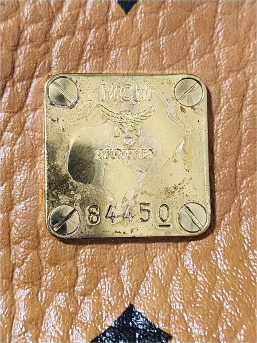 Authentic MCM Small Monogram Top Handle Bag Brown - Picture 3 of 13